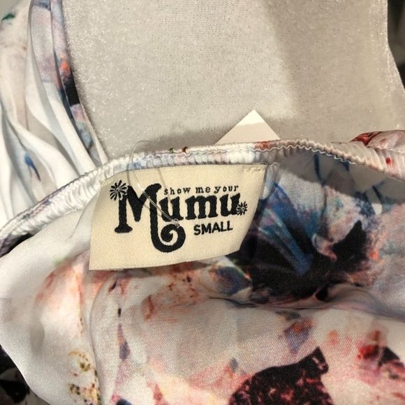 Show Me Your Mumu Halter Max Dress Small White Pink Floral Women Elastic Waist - Picture 3 of 5